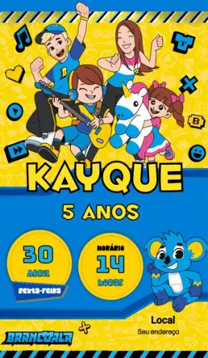 Convite de Aniversário Brancoala Digital para Editar