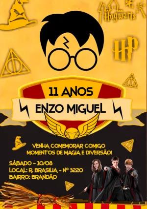 Convite de Aniversário Harry Potter Editável para Enviar Online