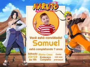 Convite de Aniversário Naruto com Foto para Editar Online