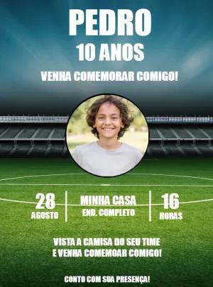 Convite de Aniversário Futebol com Foto para Editar Online