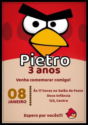 Convite de Aniversário Angry Birds para Editar Online