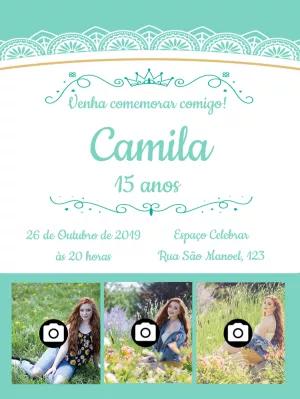 Convite de 15 Anos com Fotos Editável Online