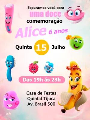 Convite de Aniversário Fini Candy Color para Editar Online