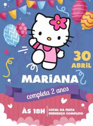 Convite de Aniversário Hello Kitty para Editar Online