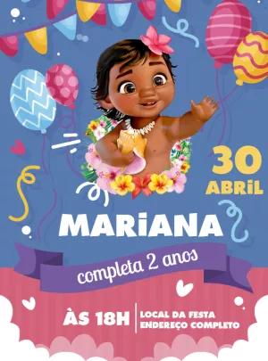Convite de Aniversário Moana Baby para Editar Online