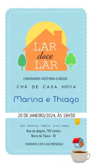 Convite Chá de Casa Nova Lar Doce Lar para Editar Online