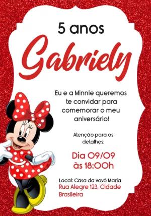 Convite Aniversário Minnie Vermelha para Editar Online