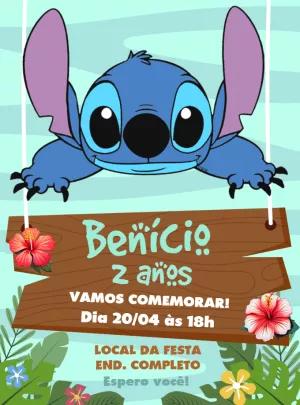 Convite Aniversário Stitch Tropical para Editar e Imprimir