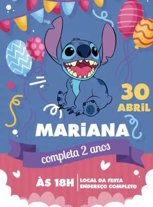 Convite de Aniversário Stitch para Editar e Imprimir Online