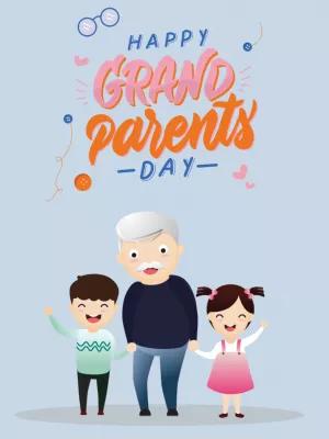 Happy Grandparents' Day Card with Illustration to Edit Online