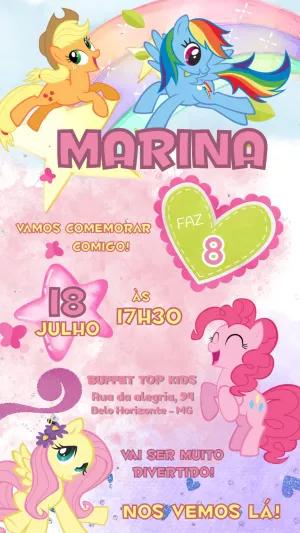 Convite de Aniversário My Little Pony com Personagens para Editar