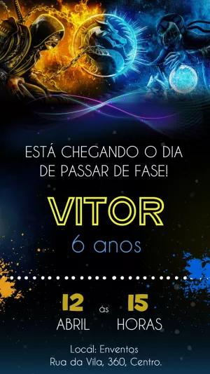 Convite de Aniversário Mortal Kombat para Editar Online