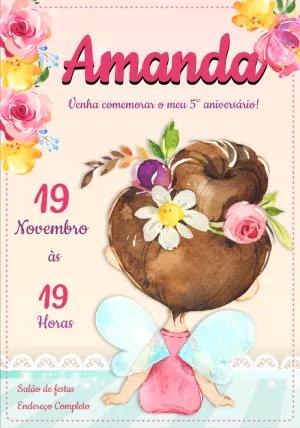 Convite Aniversário Fadinha Delicada para Editar Online