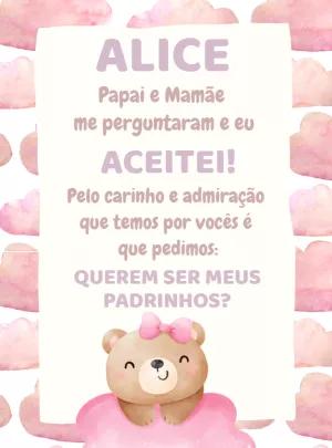 Pedido para Padrinhos de Batismo Ursinha para Editar Online