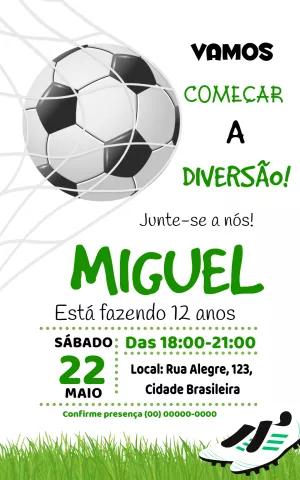 Convite de Aniversário Futebol para Editar Online