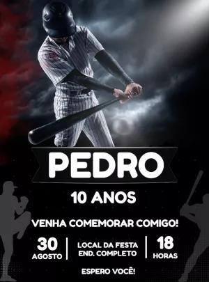 Convite de Aniversário Baseball Esporte para Editar Online