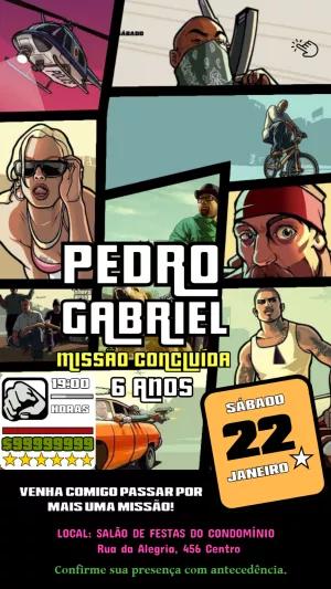 Convite Aniversário GTA San Andreas para Editar Online