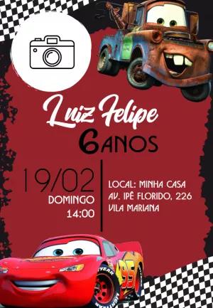 Convite de Aniversário Carros com Foto para Editar Online