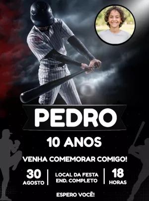 Convite Aniversário Baseball com Foto para Editar Online