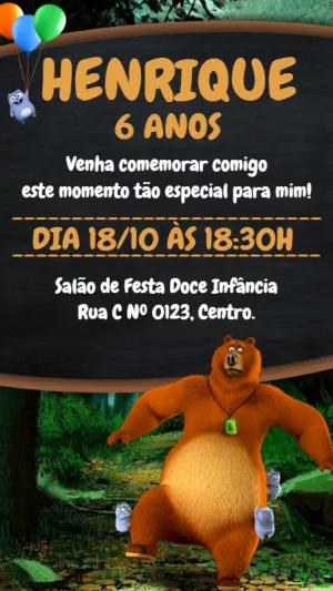 Convite Aniversário Grizzy e os Lemmings para Editar Online