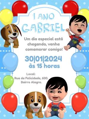 Convite Aniversário Bento e Totó para Editar Online