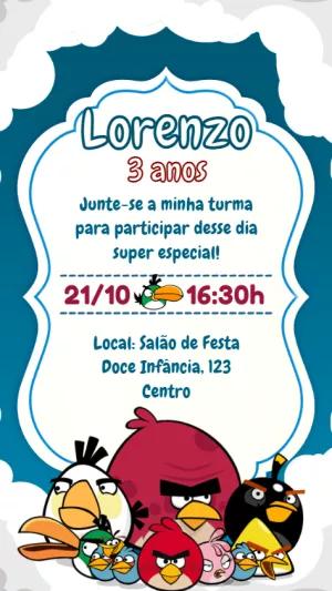 Convite de Aniversário Angry Birds para Editar Online