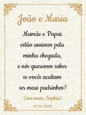 Convite para Padrinhos de Batismo Elegante para Editar Online