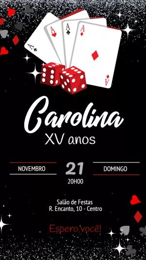 Convite de Aniversário Tema Cassino para Editar Online