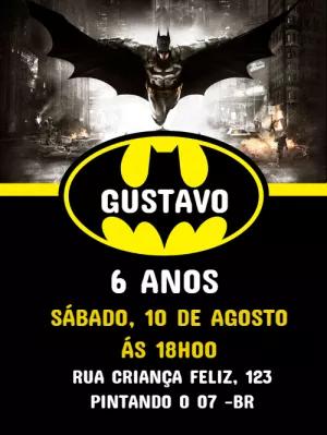 Convite de Aniversário Batman para Editar e Imprimir