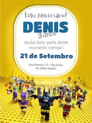 Convite de Aniversário Lego Heróis para Editar Online