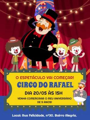 Convite Aniversário Mundo Bita Circo para Editar Online