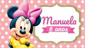 Painel de TV Aniversário Minnie Mouse para Editar Online