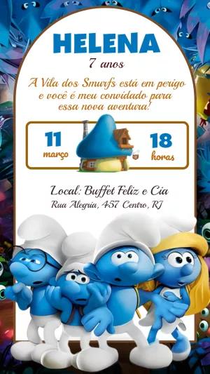 Convite de Aniversário Smurfs para Editar Online