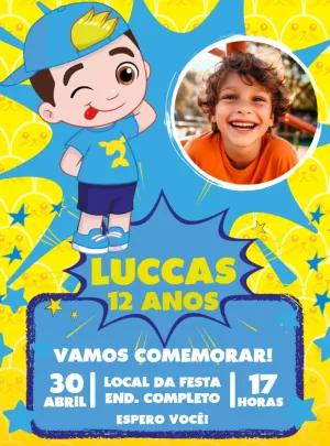 Convite Aniversário Luccas Neto com Foto para Editar Online