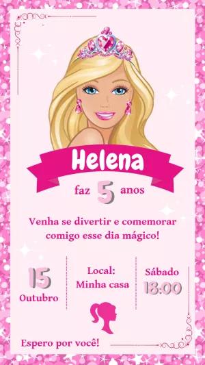 Convite de Aniversário Barbie Princesa para Editar Online