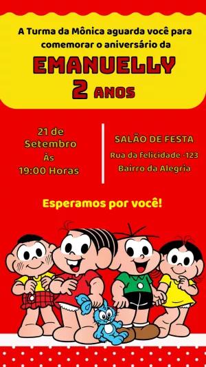 Convite de Aniversário Turma da Mônica para Editar Online