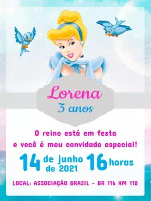 Convite de Aniversário Cinderela Editável Online