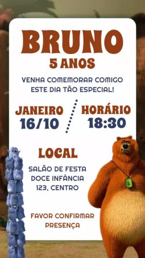 Convite de Aniversário Grizzy e os Lemmings para Editar Online