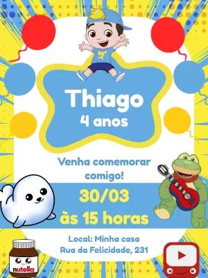 Convite de Aniversário Luccas Neto para Editar Online
