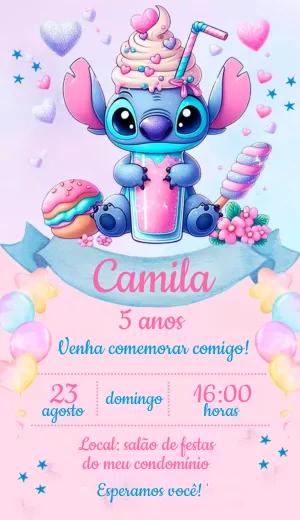 Convite de Aniversário Stitch Candy para Editar Online