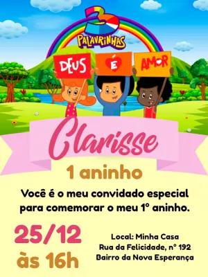 Convite de Aniversário 3 Palavrinhas para Editar Online