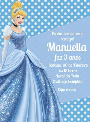 Convite de Aniversário Cinderela com Princesa para Editar Online