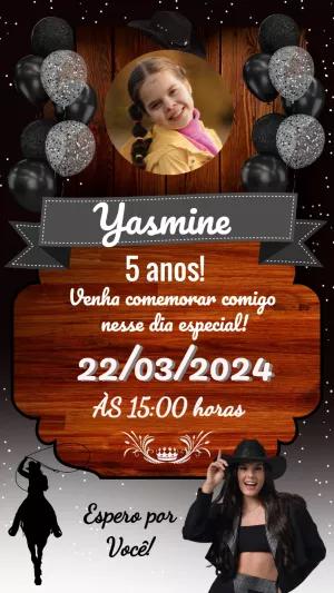 Convite de Aniversário Country com Foto para Editar Online