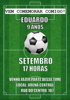 Convite Aniversário Futebol Campo para Editar Online