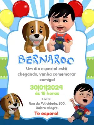 Convite de Aniversário Bento e Totó para Editar Online
