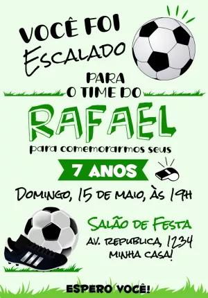 Convite Aniversário Futebol Masculino para Editar Online