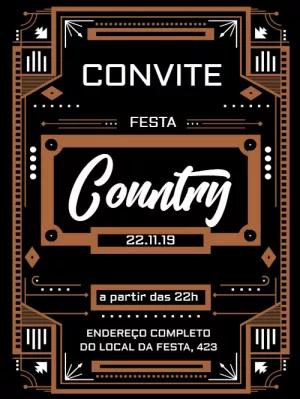 Convite Festa Country Rústico para Editar Online
