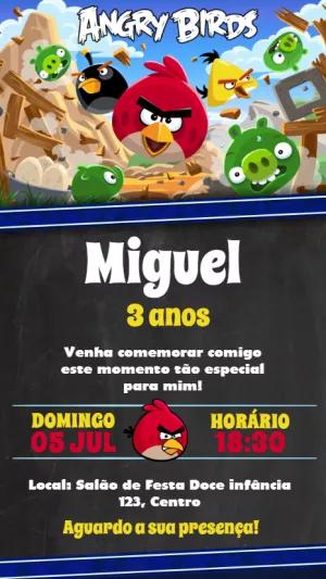 Convite de Aniversário Angry Birds para Editar Online