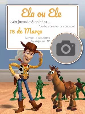 Convite de Aniversário Toy Story com Foto para Editar Online