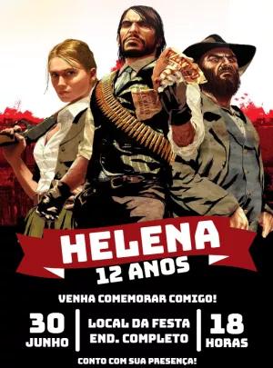 Convite Aniversário Red Dead Redemption para Editar Online